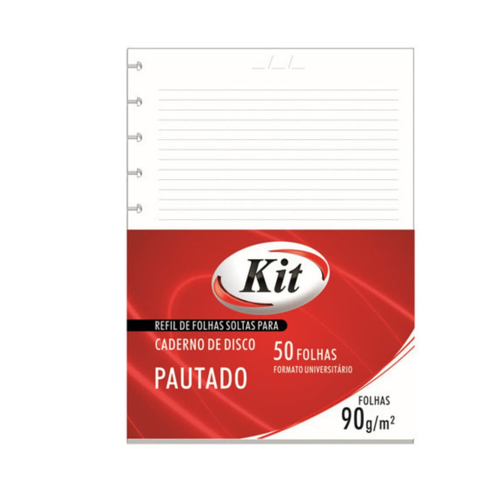 Refil Caderno De Discos Universitario Da Kit 50 Folhas Pautada 90g/m²
