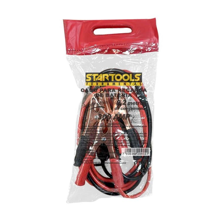 Kit 2 Cabos Para Recarga de Bateria Automotiva 300 AMP 2,5 Metros