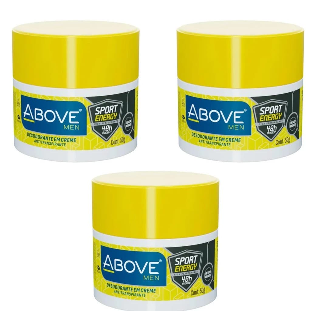 Kit 3 Desodorante Creme Above Men Sport Energy 50g