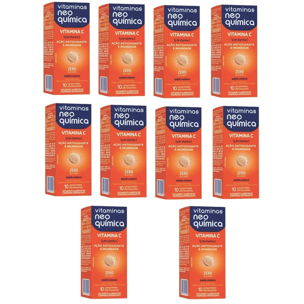 Kit 10x Vitamina C Neo Quimica 1g Efervescente 10 Comprimidos Laranja