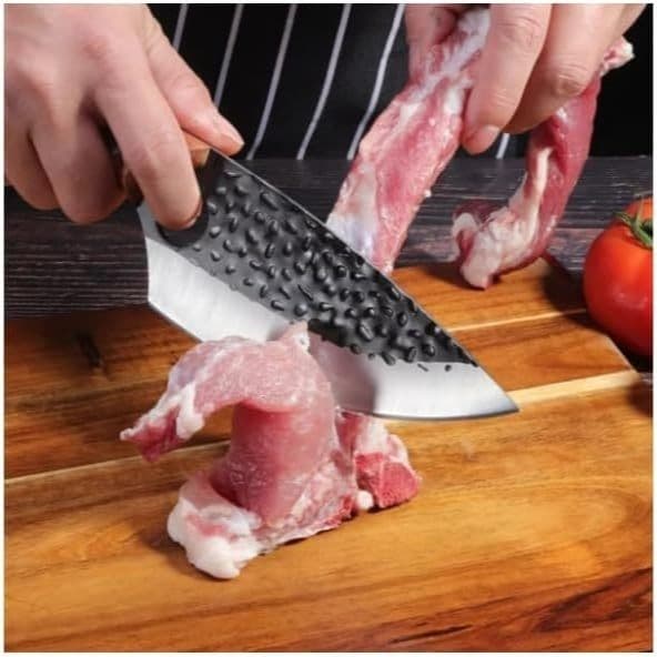 Faca Artesanal Inox Afiada Tabua Madeira Talheres Cozinha Cortante Churrasco Bainha Canivete Tesoura