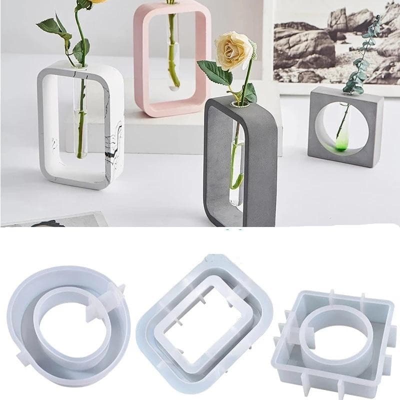 Molde De Cola De Cristal De Resina Epóxi oval Quadrado Hidroponia Tubo De Ensaio Flor Berçário Mesa Vaso silicone