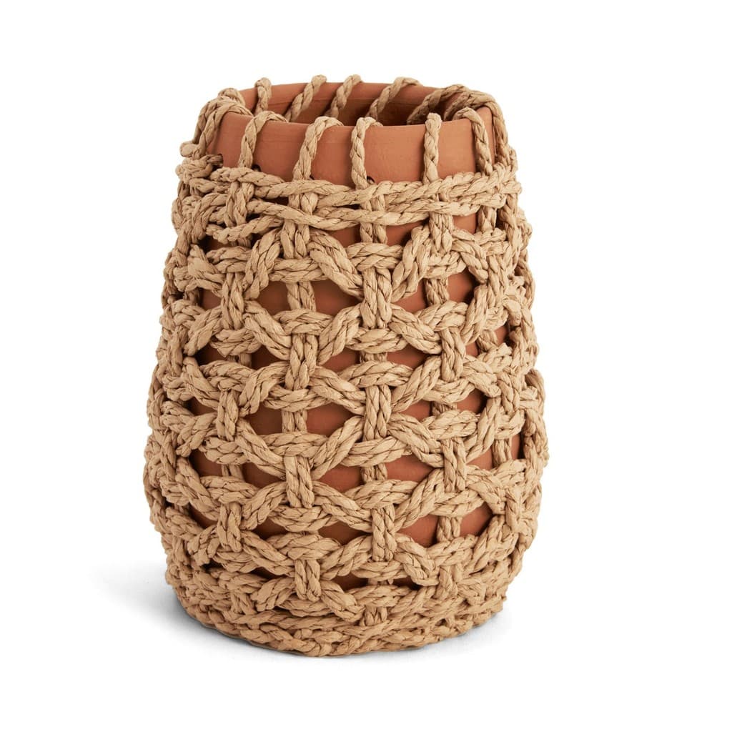 Vaso Cerâmica Trama Papel Grande 02 | Decorativo Estilo Rústico