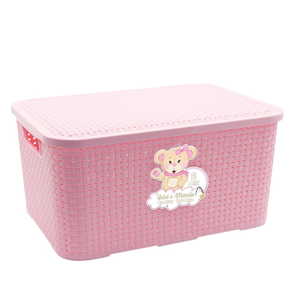 Caixa Organizadora Rattan Cesto Ratan - 18 Litros - 38 X 28 X 18 Cm