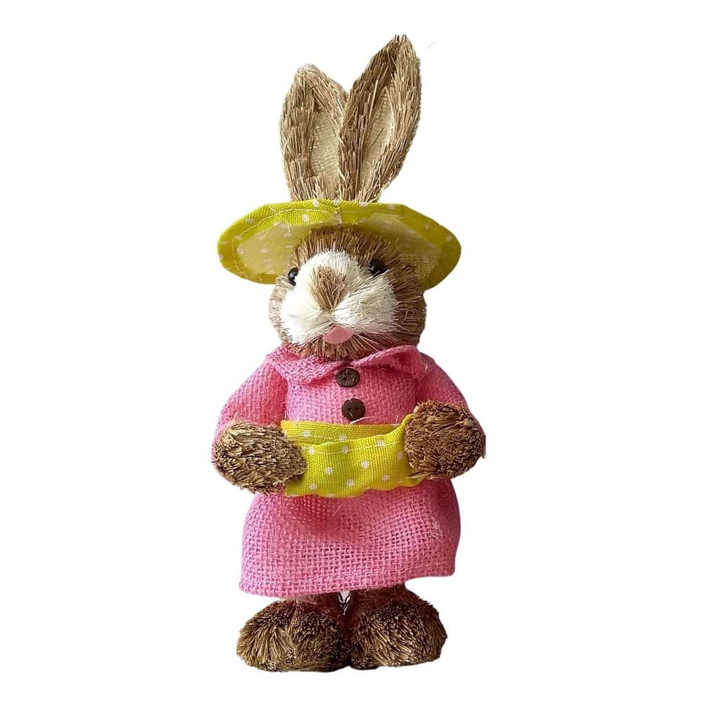 Coelho Fêmea 33cm De Palha Pascoa Decoração Enfeite Coelha Coelhinho Cesta Chocolate Brinquedo