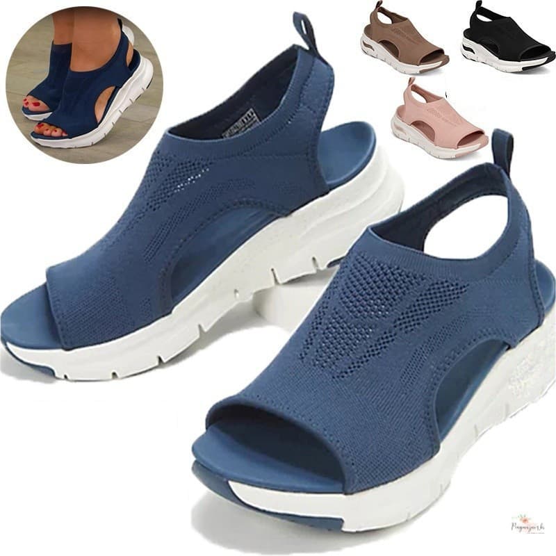 Moda Feminina Sandálias Esportivas Plataforma De Verão Respirável Sapatos De Caminhada Conforto Plus Size 1139