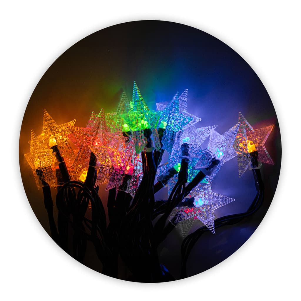 Cordão LED Estrela 5 Metros com 20 Lâmpadas Coloridas