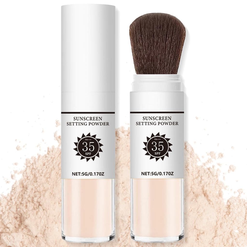 Pó Fixador com Protetor Solar SPF35, pó mineral para rosto e couro cabeludo, acabamento mate com controle de oleosidade,
