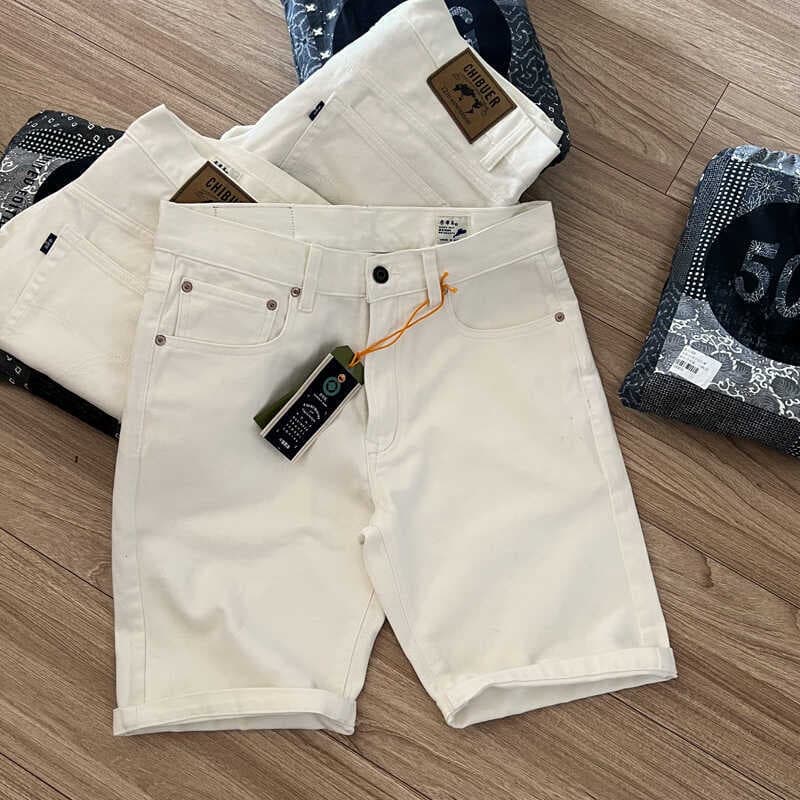 Vintage japonês vaca branca americano Retro refrescante Premium branco ajuste reto verão calças cortadas Shorts jeans