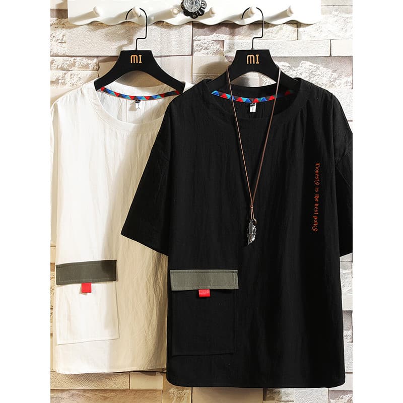 2026 novo estilo All-Match Street Wear masculino Workwear camiseta de manga curta solta Multi-P