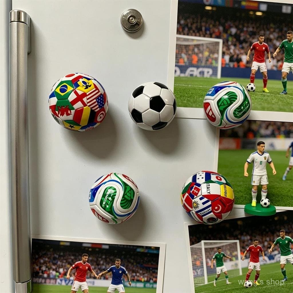 Ímãs Decorativos de Futebol 3D da Copa do Mundo 2026 com Bandeiras Nacionais, Novos Presentes Magnéticos para Fãs