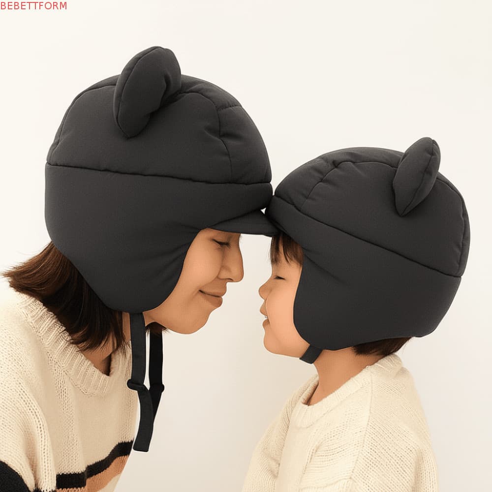 Chapéu Bomber De Algodão BEBETTFORM Para Baixo , Proteção De Ouvido Contra Frio , Com Aba De Orelha , Pai-Filho