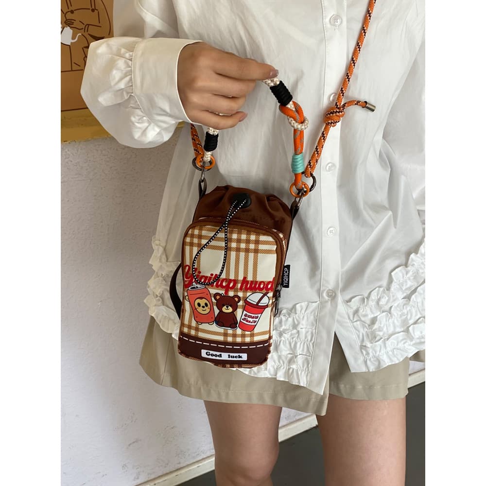 Bolsa de garrafa de água de lona de náilon menina bonito saco do mensageiro de viagem esportes montanhismo saco de copo