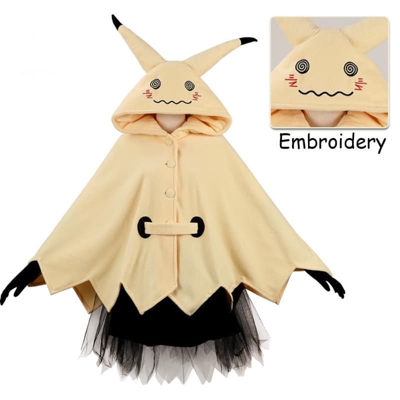 Fantasia Feminina de Anime Fantasma Cosplay com Orelhas Longas, Capa Amarela com Capuz e Cinto para Fantasia de Hallowee