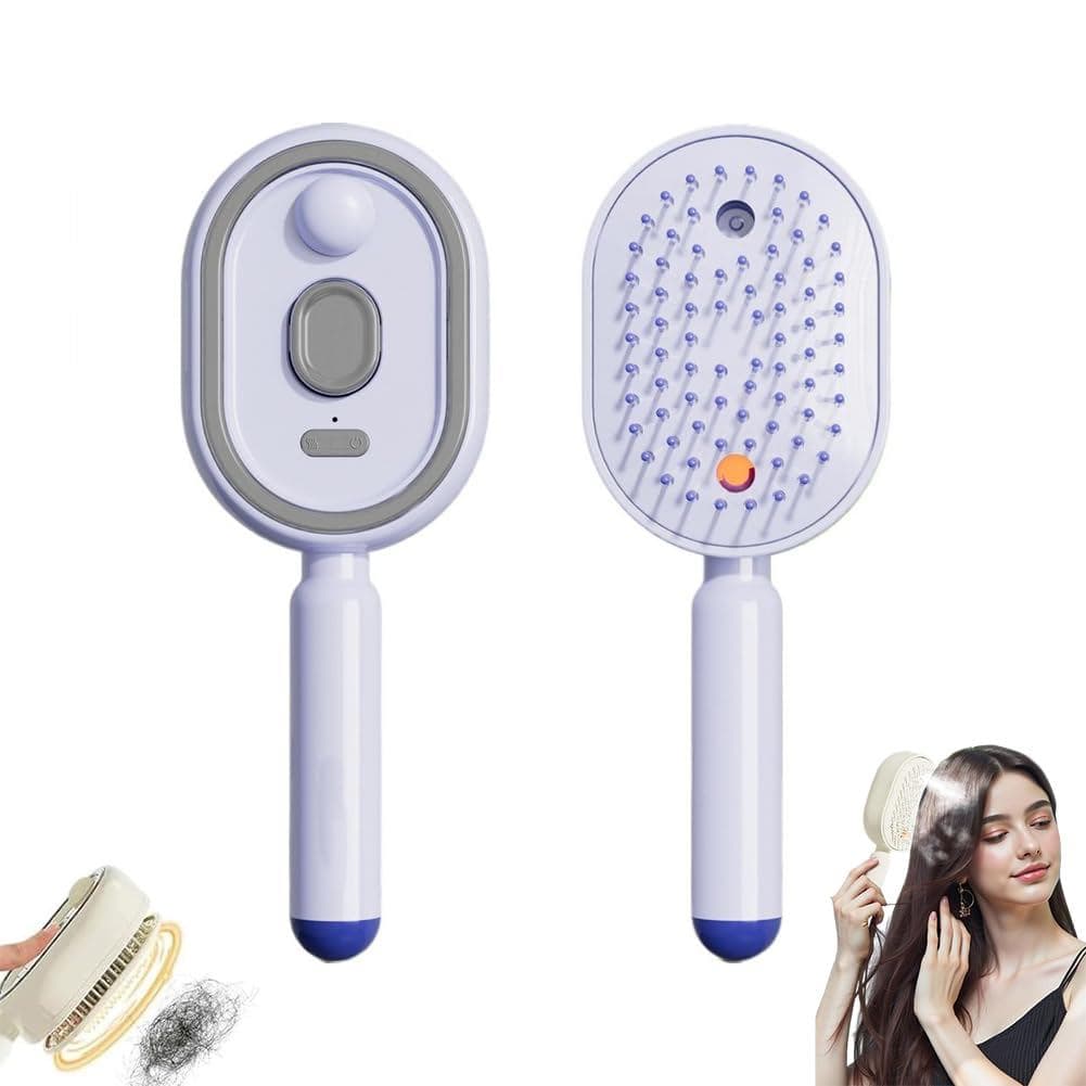 Escova de Massagem com Almofadas de Ar e Pulverizador Elétrico para Cuidado Capilar, Escova de Cabelo 2 em 1 com Pulveri
