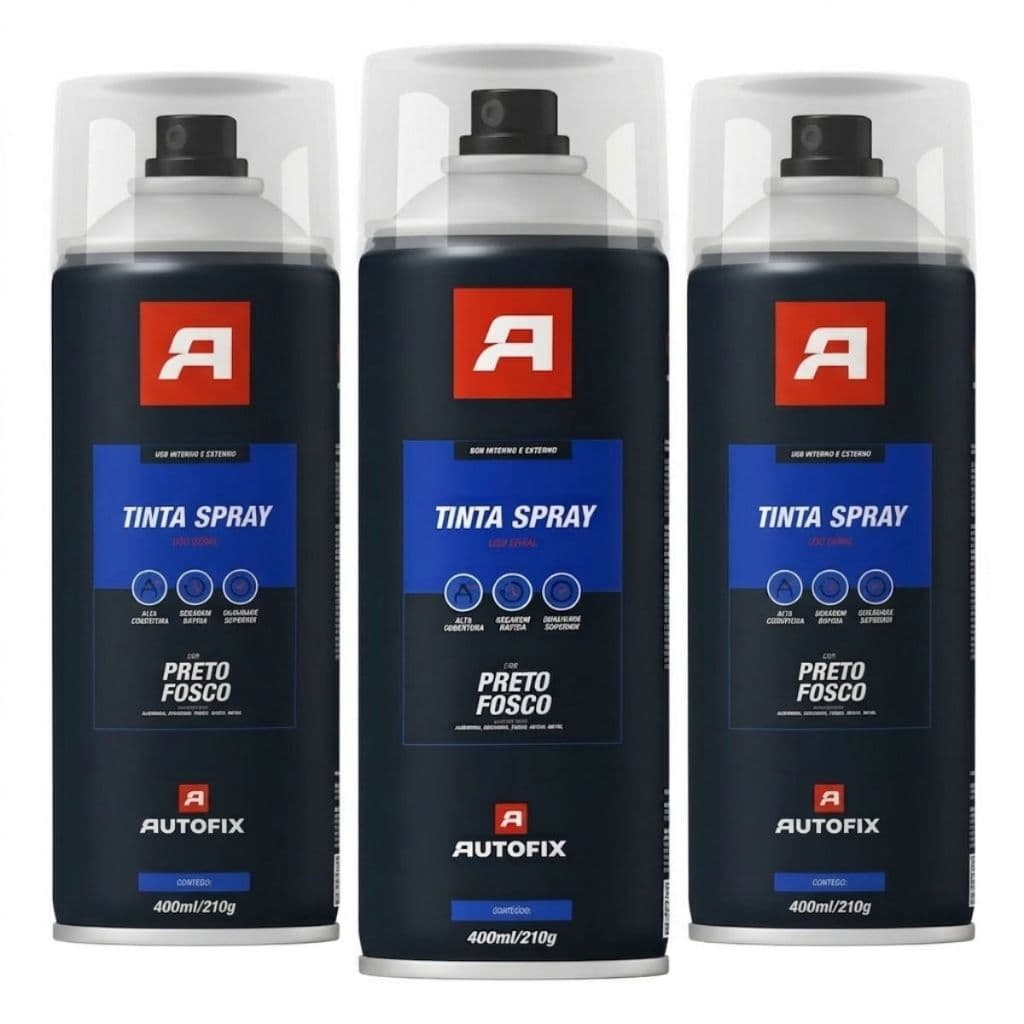 Tinta Spray Uso Geral 400ml Preto Fosco Metal Madeira Autofix Aerossol Ok