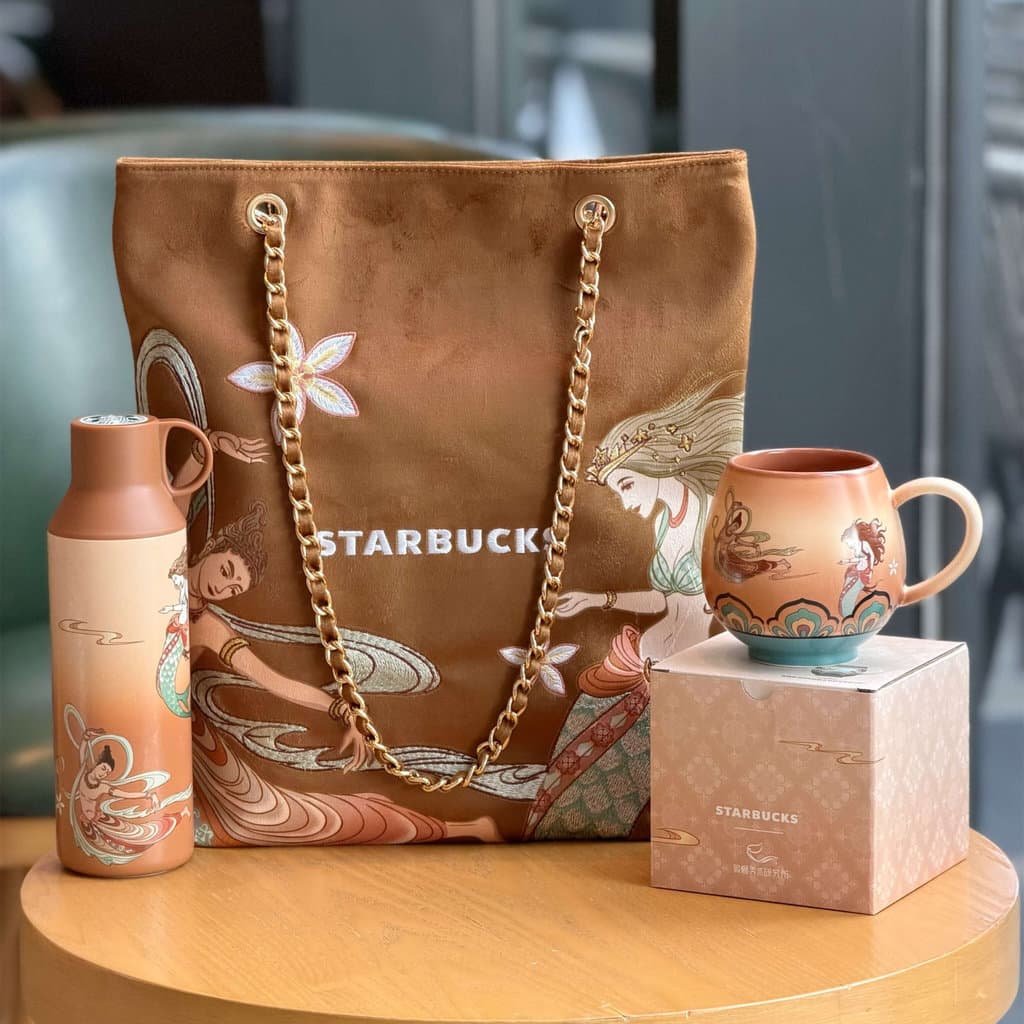 Starbucks Cup 2025 Dunhuang Instituto de Pesquisa de Artes Finas Sacola Criativa Caneca de Cerâmica Copo Térmico de Aço
