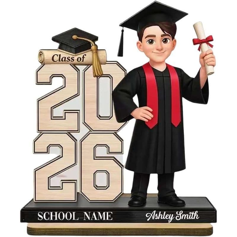 Classe De 2026 Placa De Madeira Para Formatura-Design Minimalista Moderno Em De Caixa , Decoração De Estante De Mesa , P