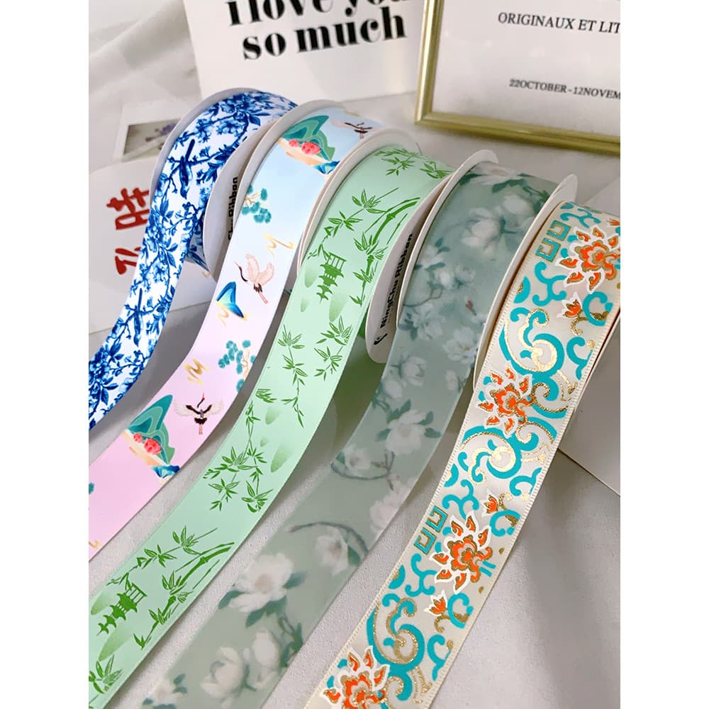 Estilo chinês fita fita buquê embalagem aniversário bênção bolo fita cozimento DIY materiais artesanais