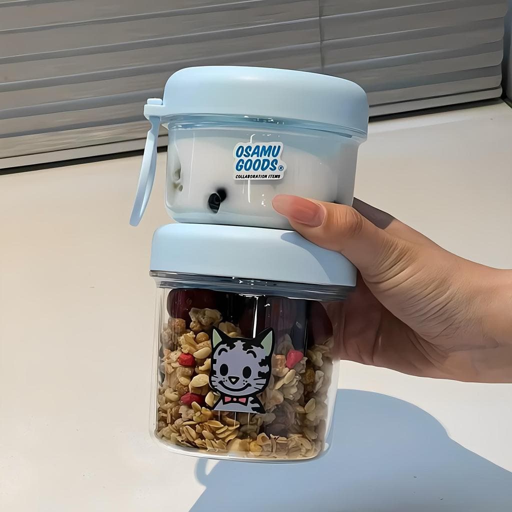 Copo de café da manhã portátil iogurte aveia pode copo de leite fresco-mantendo salada copo durante a noite de avei