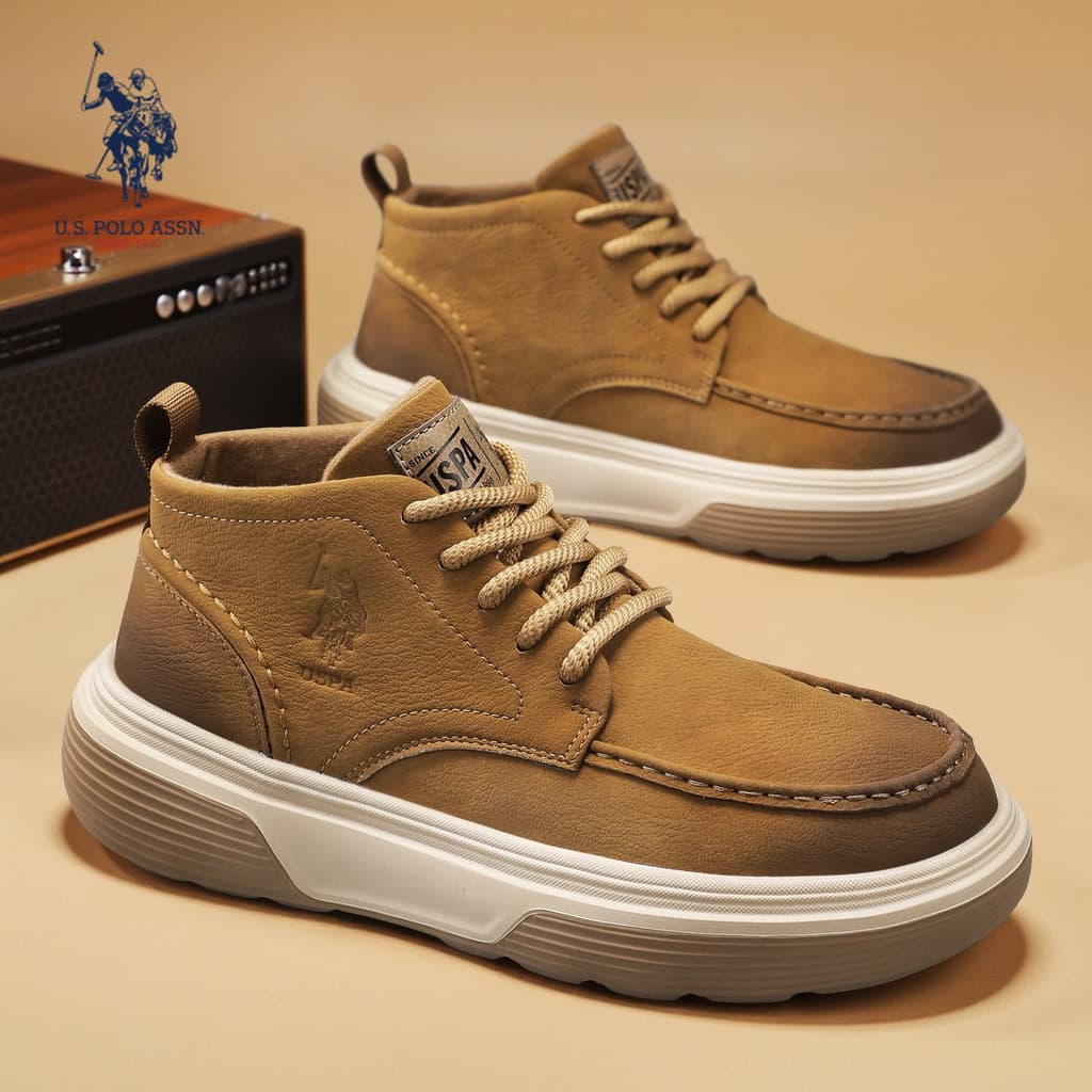USPA Oficial Autêntico Sapatos Masculinos 2025 Outono Novo Estilo Retro Moda Tendência Costura All-Match Resistente ao D