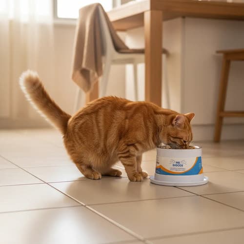 Comedouro Ergonômico Racao Para Gatos Mr Bigode 250ml Cor Br Branco