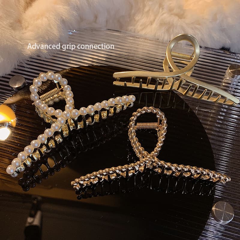 High-End Metal Grab clip feminino grande tubarão clipe Hairpin influenciador coreano grampo de cabelo volta cabeça gramp
