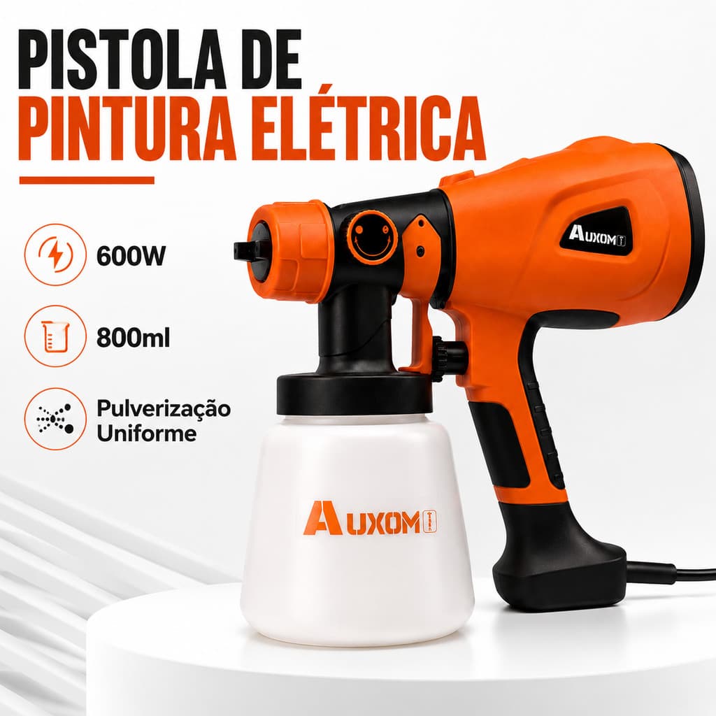 Pulverizador Elétrico de Tinta 600W Para Parede Madeira Móveis e Verniz Bivolt 110V/220V Pistola de Pintura Profissional