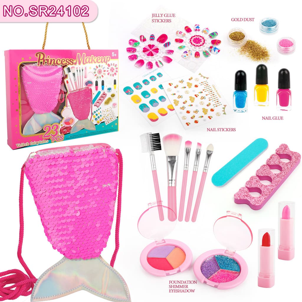 Vários acessórios de brincadeira de faz de conta para meninas, vestidos de princesa, roupas infantis, bolsas de sereia,