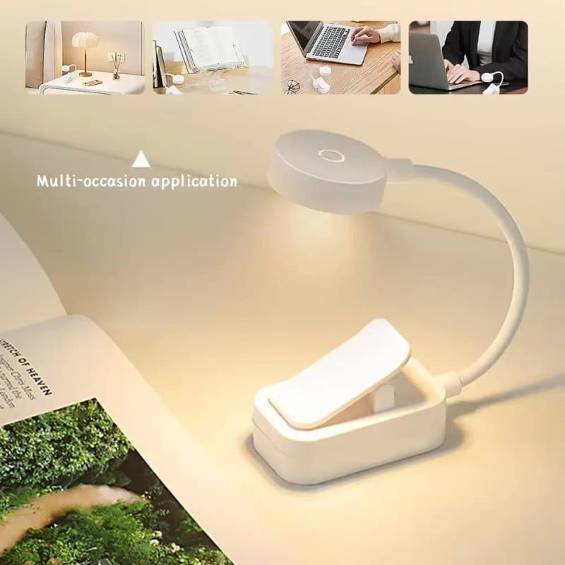 Luminária de Leitura LED Ultra-Brilhante Dobrável Criativa com Clipe - Mini Lâmpada de Proteção Ocular de 3 Cores para E