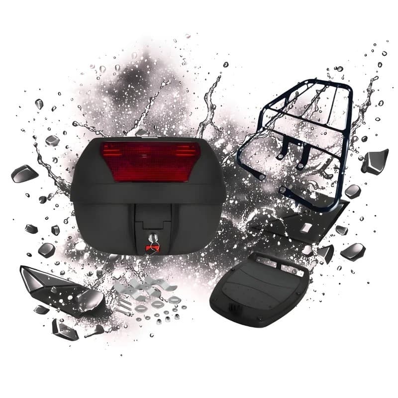 Bagageiro Cg Titan Fan 125 + Baú Bauleto 28 Litros 2000 2001 2002 2003 2004 2005 2006 2007 2008 Preto Cromado