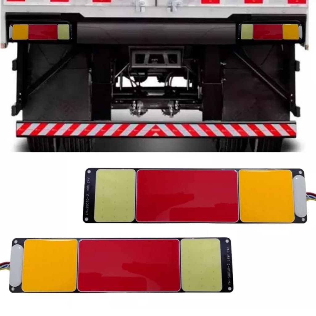 Par Lanternas Led Tricolor Adaptação Reboque Carreta Baú Truck 24v