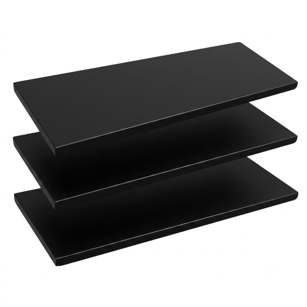 Kit 3 x Prateleira 100x25 Tabua Lisa Preta 15mm Premium Resistente