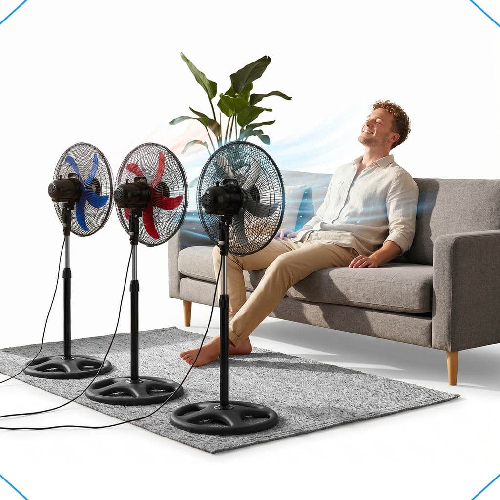 Ventilador Circulador Pedestal Coluna Ajustável 50cm Sala Quarto 60W Silencioso 3 Velocidades