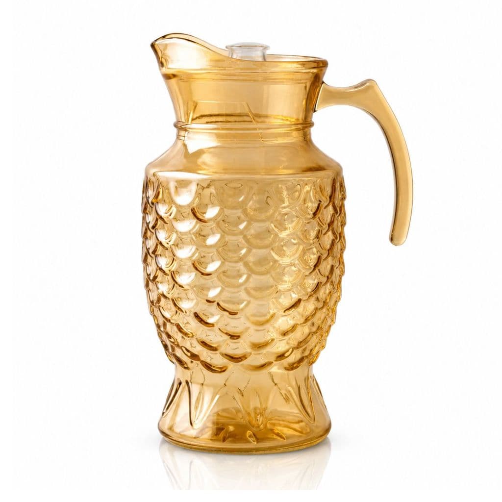 Jarra Decorativa Vidro Âmbar 1,6L Escamas Tampa Acrílico