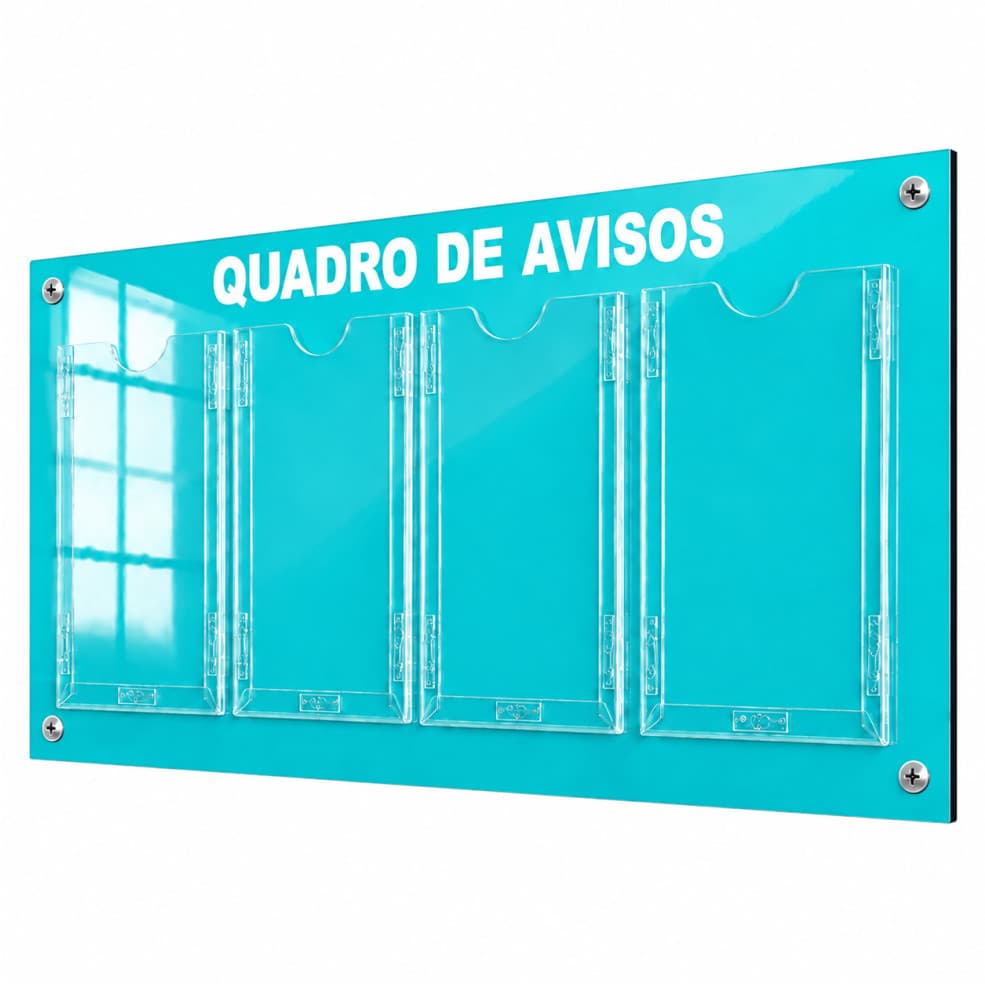 Quadro Avisos Gestão Á Vista Mural 4 Displays A4 ACMTurquesa