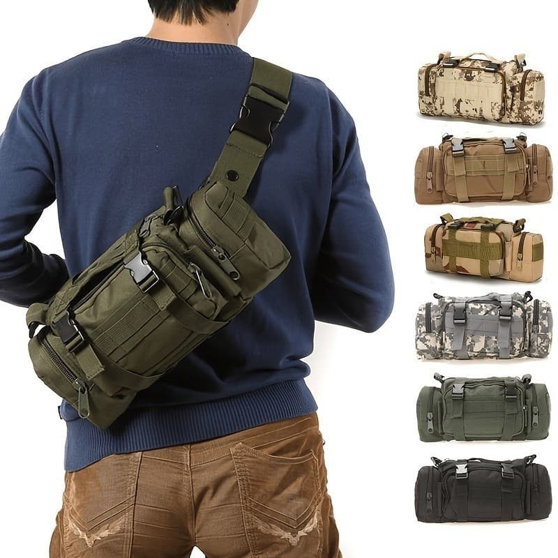 Pochete/Bolsa de Ombro Masculino Moderna Em Lona Reforçado E Forrada ,Combinação Tática