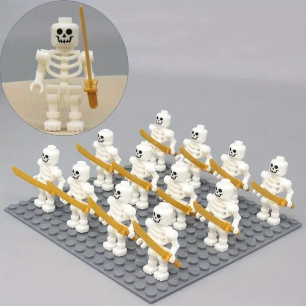 5 Pçs Esqueleto Soldados Blocos De Construção Halloween Mini Figuras Ninja Osso Pessoas Exército Corpo Brinquedo Criativ