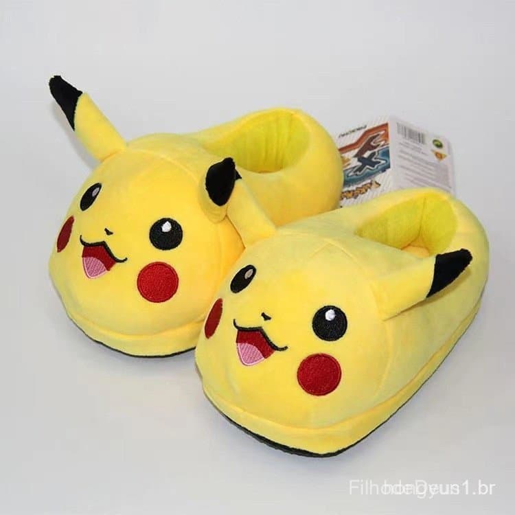 Chinelos de pelúcia Pokemon sapatos de algodão de pelúcia com pernas compridas para casa Pikachu chinelos casuais macios