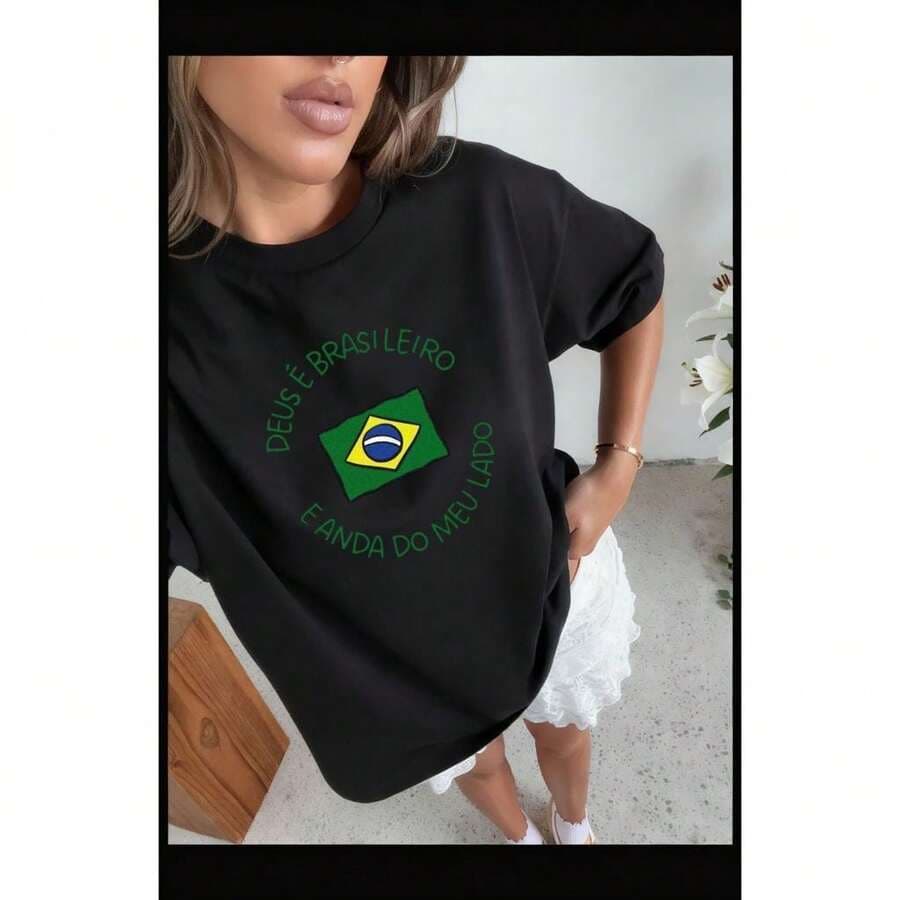 Camiseta Camisa blusa T-shirt Feminina 100%Algodão moda brasil moda estilosas confortavel Deus