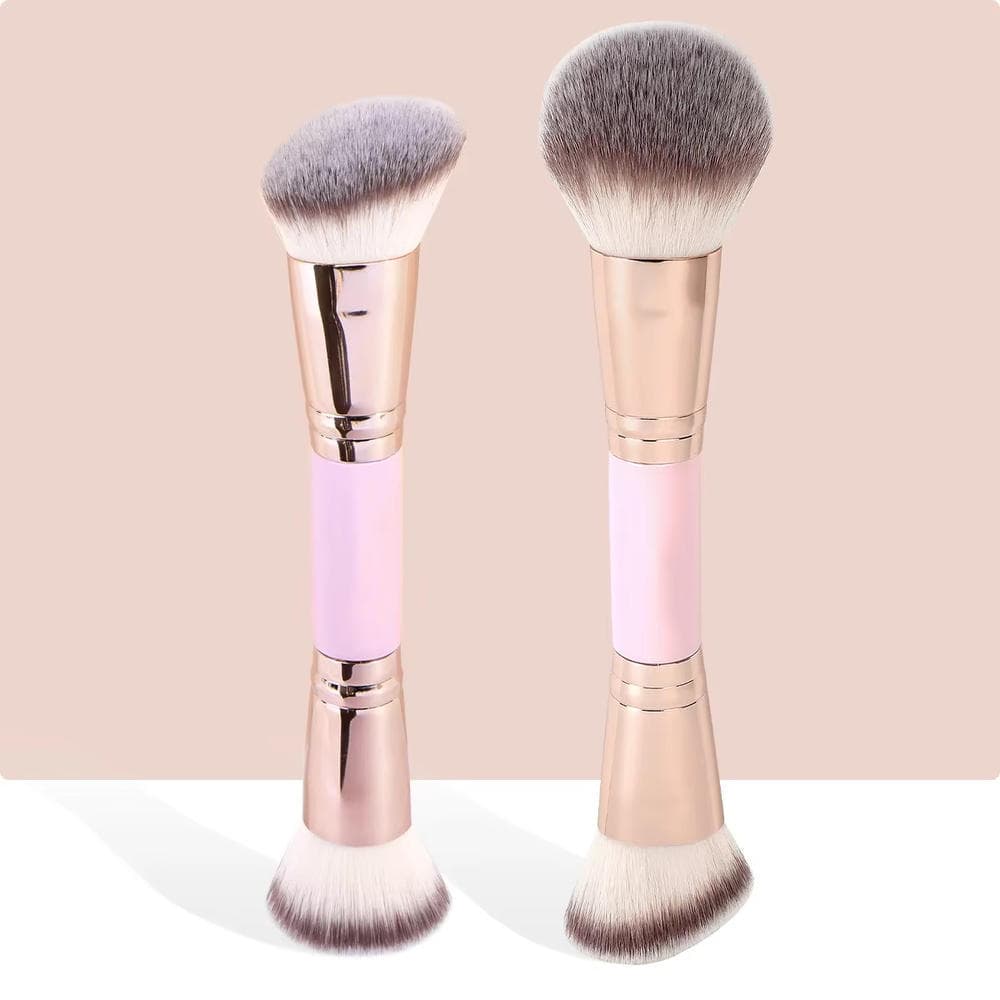 : Pincel Dupla Face Para Blush E Pó , Cerdas Gradientes Densas Fácil De Limpar Aplicação Diária De Maquiagem