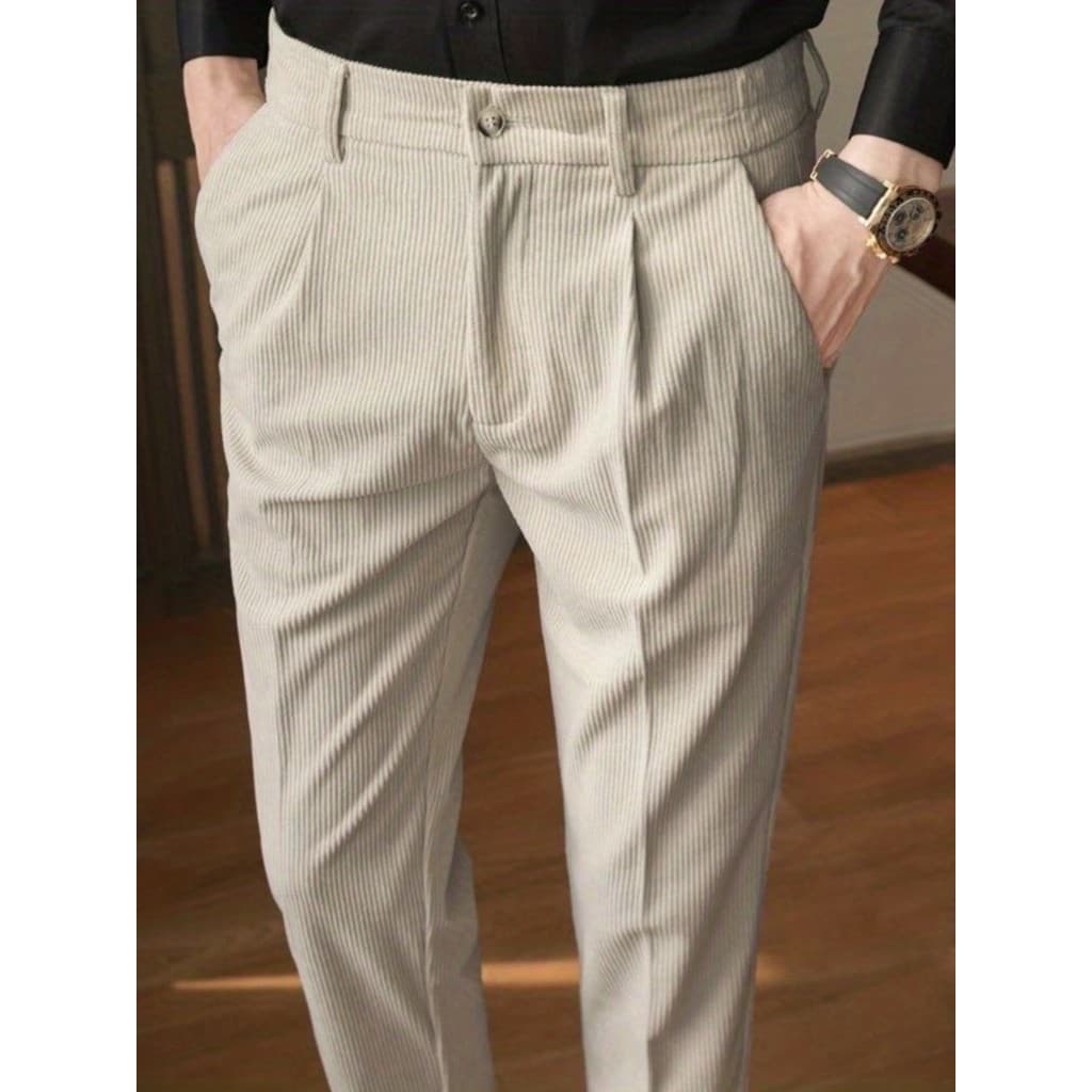 Calças casuais de veludo masculino outono inverno fino-ajuste magro terno calças ins versão coreana na moda Retro All-Ma