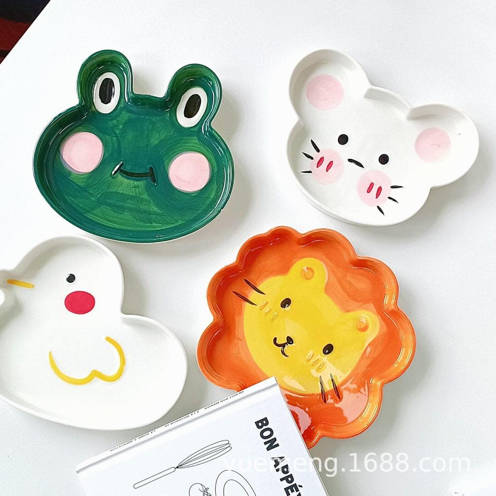 Prato de Animal pintado à mão, dia das crianças, presente de dia nacional, cor Underglaze, resistente à temperatura, ute