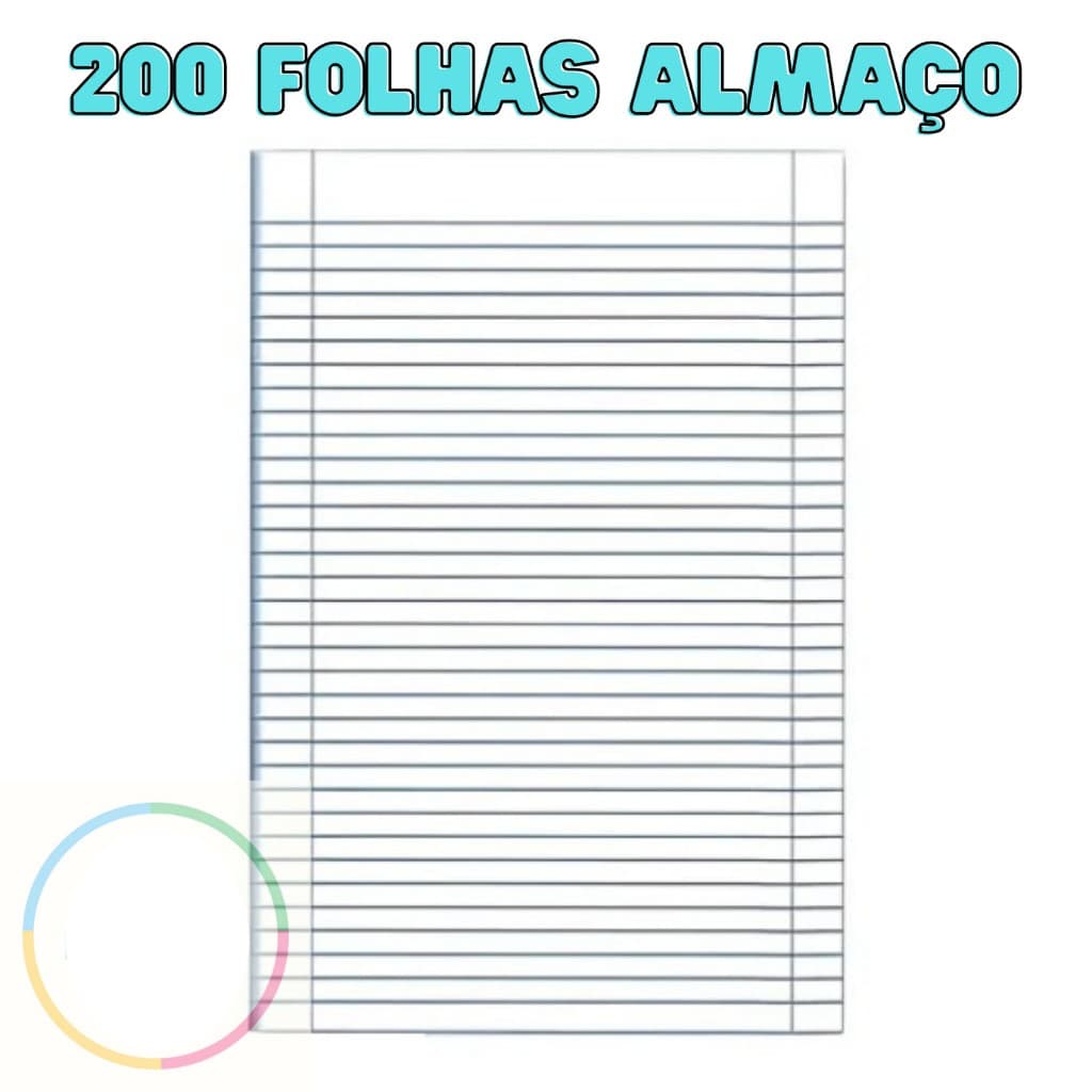 Papel Almaço 200 Folhas Margem E Pauta Bloco Papel Pautado Cor Branco