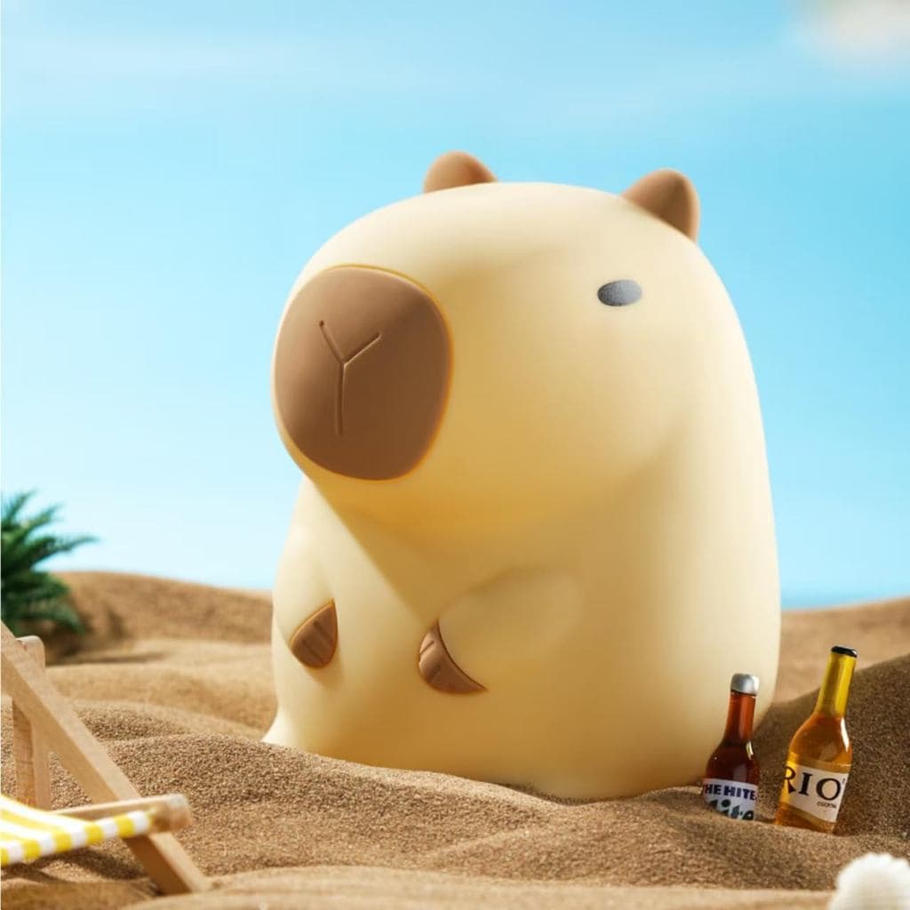 Luminária Noturna de Capivara Fofa da ATSUI, Lâmpada LED Macia e Divertida em Forma de Animal, Silicone de Grau Alimentí