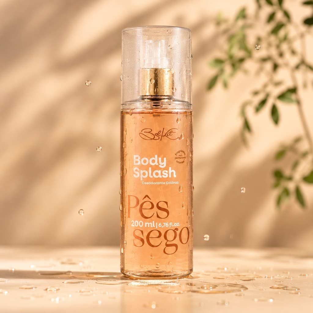Body Splash Feminino Pêssego 200ml Belkit Perfume Corporal Refrescante Longa Duração