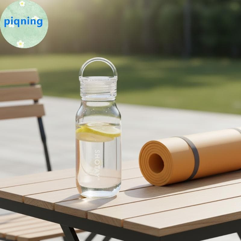 Piqning Garrafa De Água Transparente À Prova De Vazamento 430ml/670ml Bebida De Plástico Com Alça Boca Larga Portátil Es