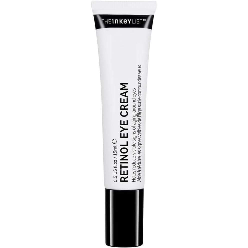 O Creme para Olhos com Retinol INKEY List 15ml, reduz rugas e linhas finas, para uso noturno, vegano, adequado para uso.