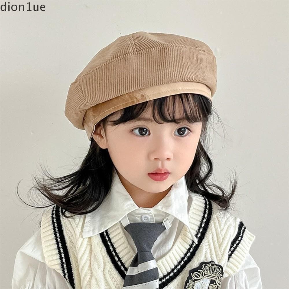 Boina infantil DION1UE, chapéu de veludo para primavera e outono, chapéu infantil estilo coreano, moderno, casual e deli