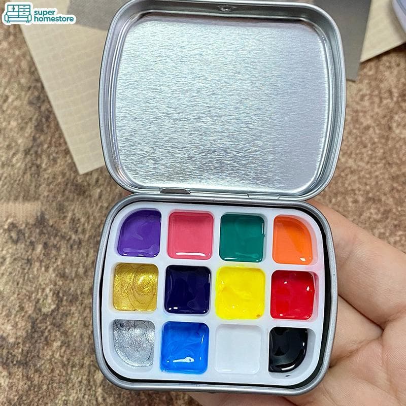 SUPER 1Pc 12 Grade Vazia Mini Caixa De Aquarela Portátil Paleta Viagem Pintura Esboço Hidratante Materiais De Arte